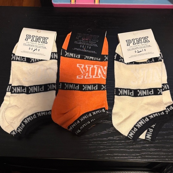 PINK Victoria's Secret Accessories - PINK Victoria's Secret Casual Socks - Orange, Cream, Black